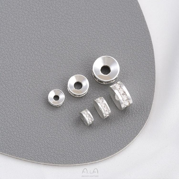 宏雲Hongyun-Ala-1126-  保色包厚銀白金色鋯石隔片亮銀車輪隔珠手工diy串珠墊片飾品配件-細節圖8