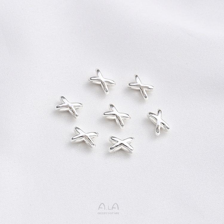 宏雲Hongyun-Ala-1105- 保色銅包925厚銀四角芒星隔珠金豆四葉草花形隔片diy串珠飾品配件-細節圖4