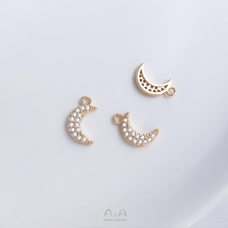 宏雲Hongyun-Ala-0801－－－14K包金保色微鑲鋯石星星月亮芒星系列小吊飾diy手鏈耳環飾品吊墜-細節圖7