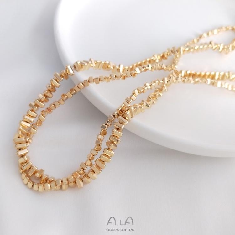 宏雲Hongyun-Ala-0801－－－鍍亮金銀色三角形小碎金石頭碎銀子散珠隔珠diy手工串珠飾品材料-細節圖6