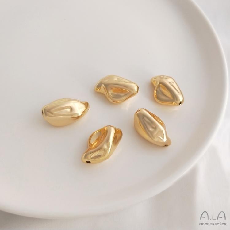 宏雲Hongyun-Ala-0801－－－保色14K包金仿巴洛克異形石頭珠手工diy珍珠手鏈項鏈隔珠飾品配珠-細節圖3