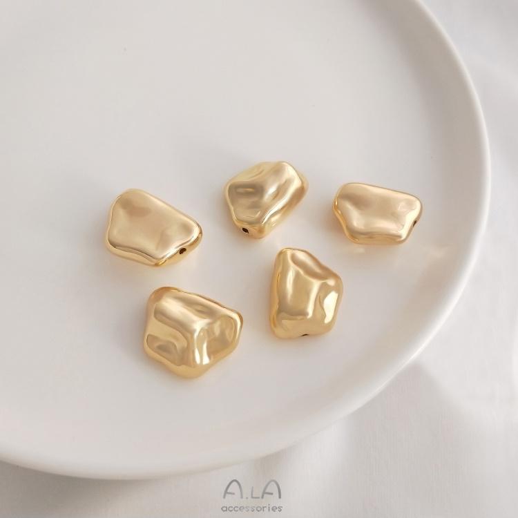 宏雲Hongyun-Ala-0801－－－保色14K包金仿巴洛克異形石頭珠手工diy珍珠手鏈項鏈隔珠飾品配珠-細節圖6