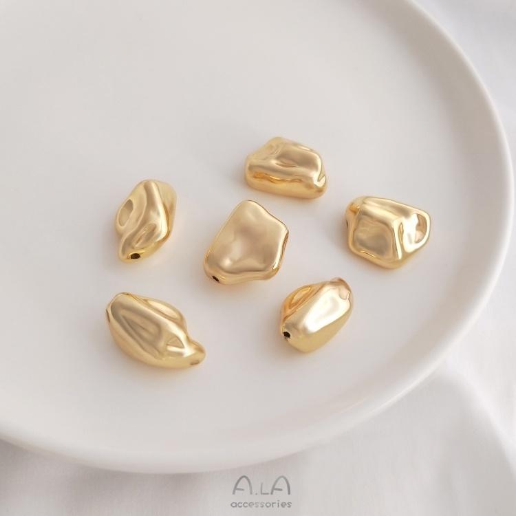 宏雲Hongyun-Ala-0801－－－保色14K包金仿巴洛克異形石頭珠手工diy珍珠手鏈項鏈隔珠飾品配珠-細節圖8