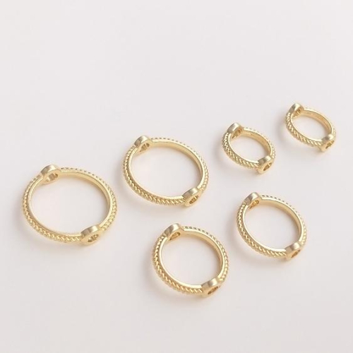 宏雲Hongyun-Ala-0801－－－14K包金雙孔花邊圓環套珠圈手工diy珍珠飾品包珠環串珠子配件材料