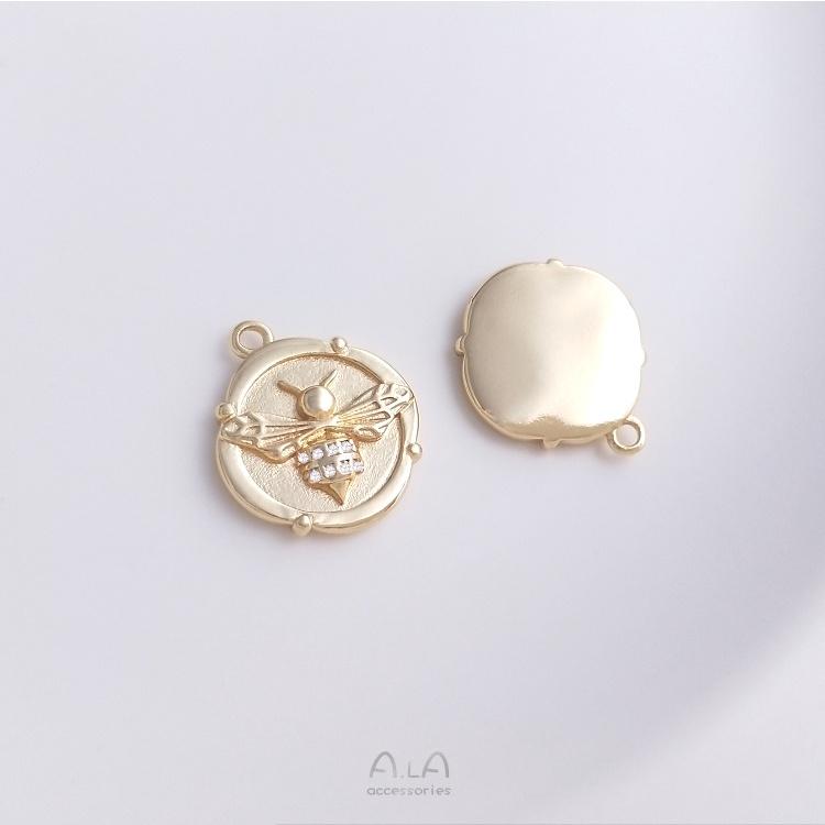宏雲Hongyun-Ala-0801－－－保色14K包金鑲嵌鋯石螢火蟲蜜蜂蝴蝶吊牌diy手鏈項鏈掛件飾品吊墜-細節圖4