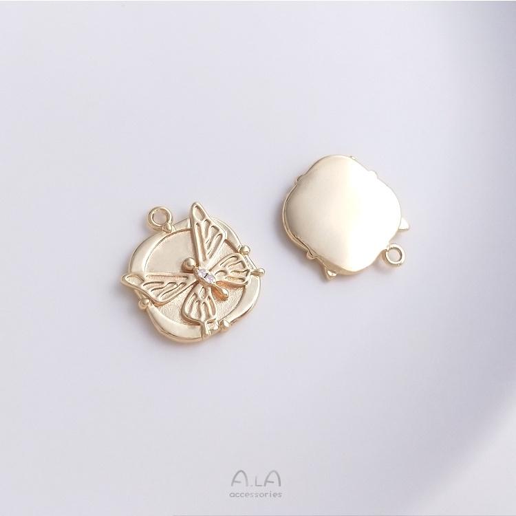 宏雲Hongyun-Ala-0801－－－保色14K包金鑲嵌鋯石螢火蟲蜜蜂蝴蝶吊牌diy手鏈項鏈掛件飾品吊墜-細節圖8