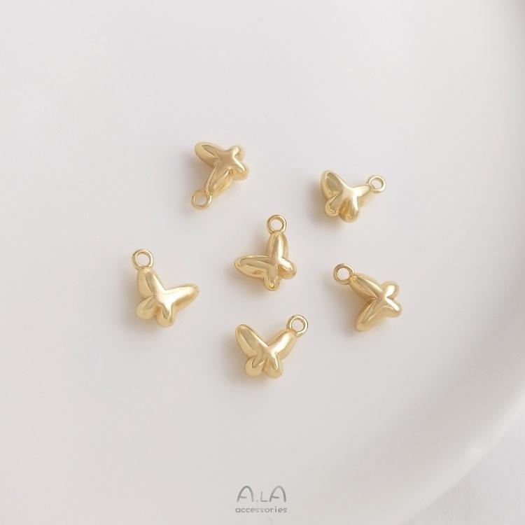 宏雲Hongyun-Ala-0801－－－14K包金保色星星月亮蝴蝶小花豌豆糖果吊墜diy手鏈飾品小滴溜掛件-細節圖6