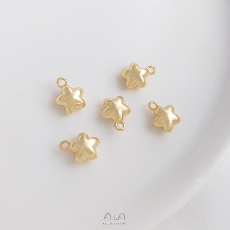 宏雲Hongyun-Ala-0801－－－14K包金保色星星月亮蝴蝶小花豌豆糖果吊墜diy手鏈飾品小滴溜掛件-細節圖7