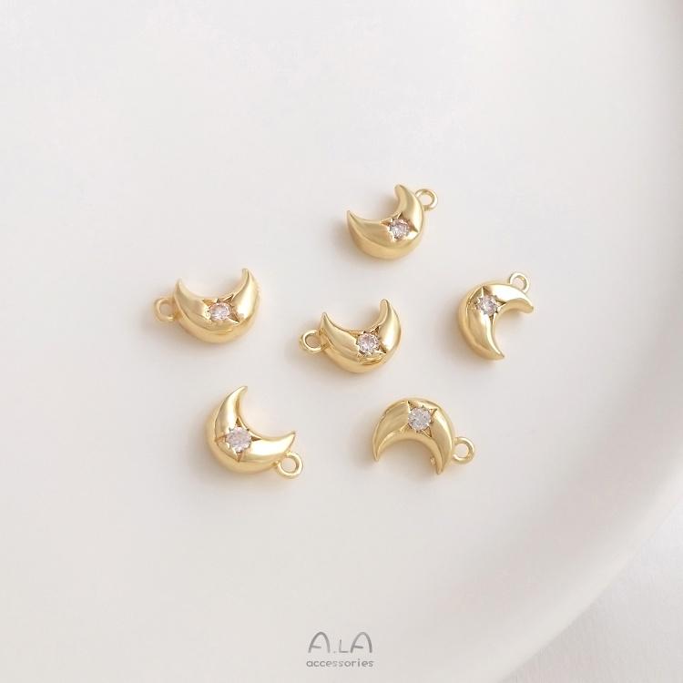 宏雲Hongyun-Ala-0801－－－14K包金保色星星月亮蝴蝶小花豌豆糖果吊墜diy手鏈飾品小滴溜掛件-細節圖9