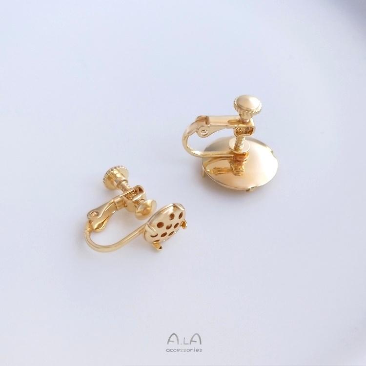 宏雲Hongyun-Ala-0801－－－保色14K包真金網盤螺絲耳夾蓮蓬頭托盤手工diy耳飾品耳環耳扣配件-細節圖8