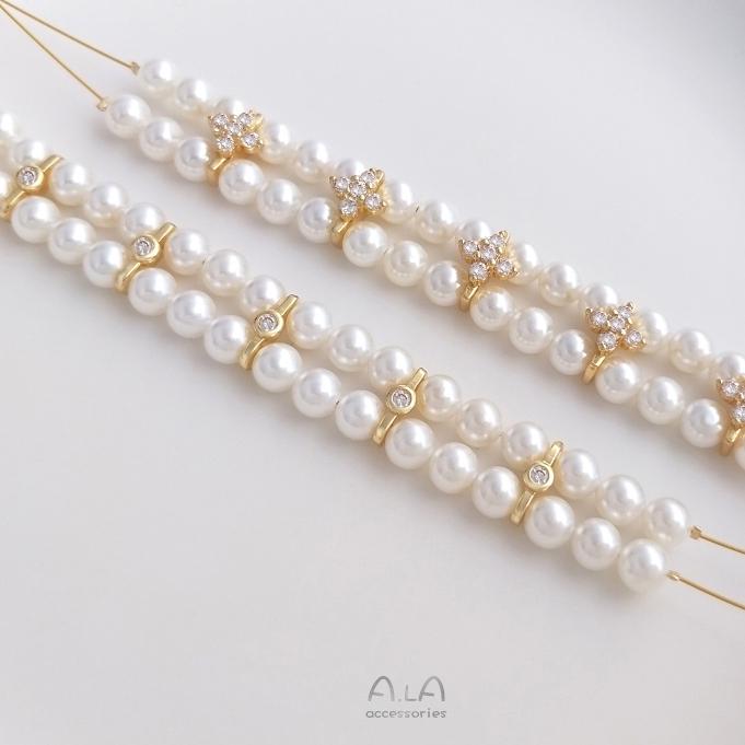 宏雲Hongyun-Ala-0801－－－14K包真金保色鑲鋯雙排手串珍珠隔片雙孔隔珠配件diy手鏈項鏈材料-細節圖2