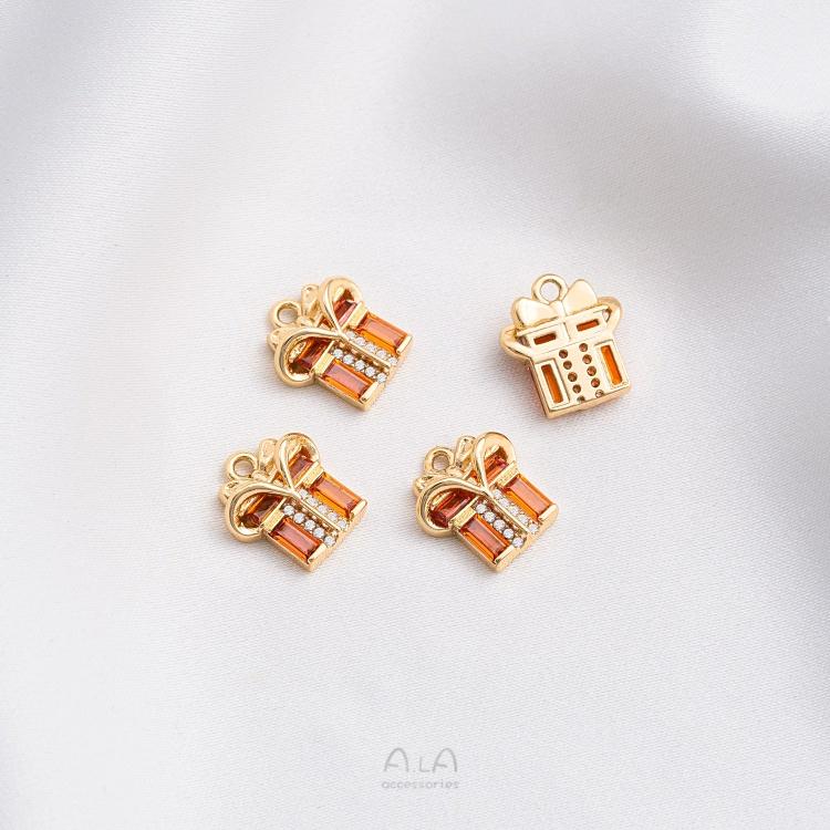 宏雲Hongyun-Ala-1105- 保色14K包金雪花雪人鈴鐺禮盒馴鹿聖誕樹系列吊墜手作diy飾品掛件-細節圖6