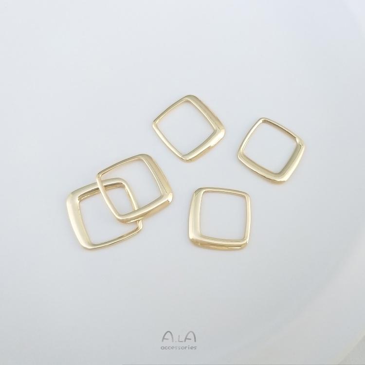 宏雲Hongyun-Ala-0801－－－保色14K包金diy幾何框手作配件桃心圓形橢圓形菱形耳飾品耳環吊環-細節圖2