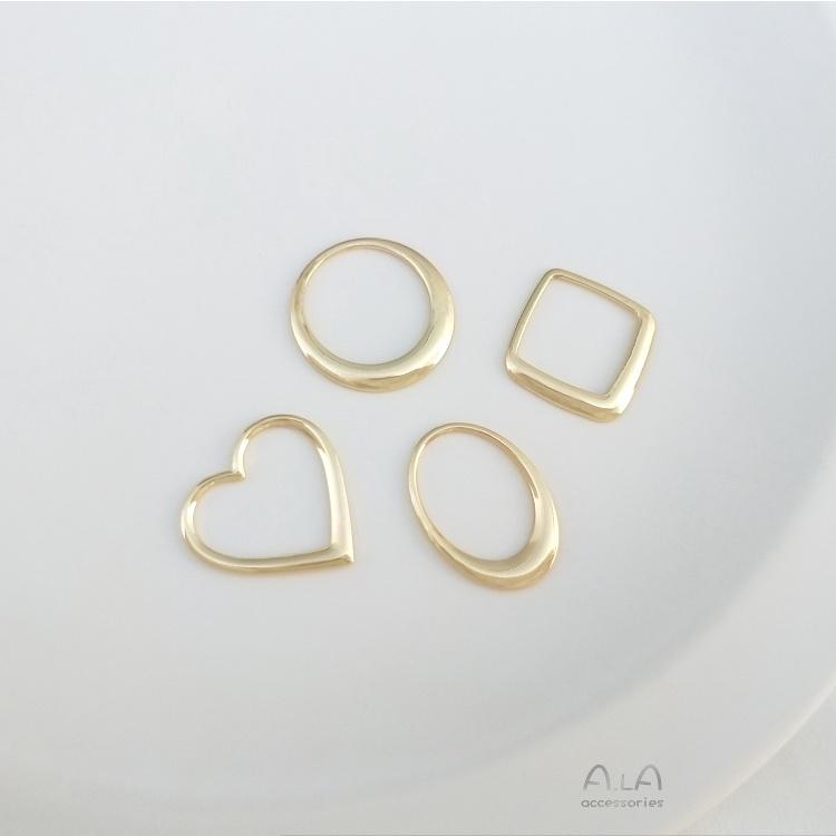 宏雲Hongyun-Ala-0801－－－保色14K包金diy幾何框手作配件桃心圓形橢圓形菱形耳飾品耳環吊環-細節圖3