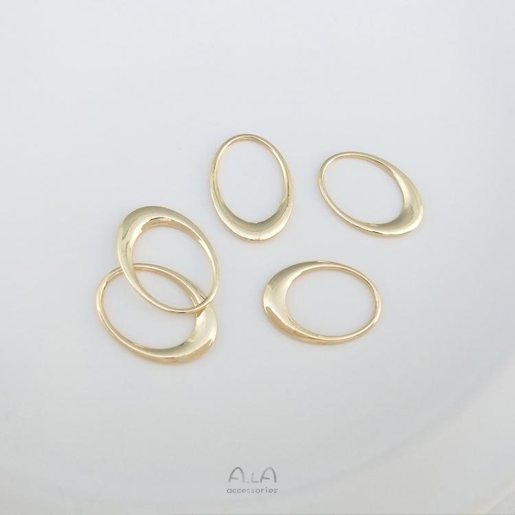 宏雲Hongyun-Ala-0801－－－保色14K包金diy幾何框手作配件桃心圓形橢圓形菱形耳飾品耳環吊環-細節圖9