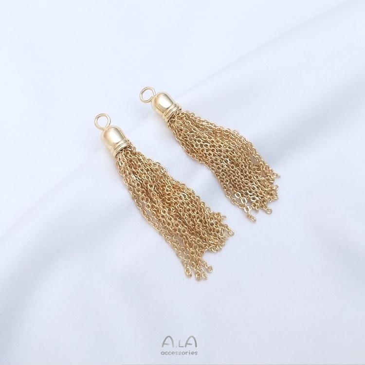 宏雲Hongyun-Ala-0801－－－14K包金保色手工鏈條流蘇掛件diy耳環耳釘耳扣吊飾手鏈飾品吊墜-細節圖5