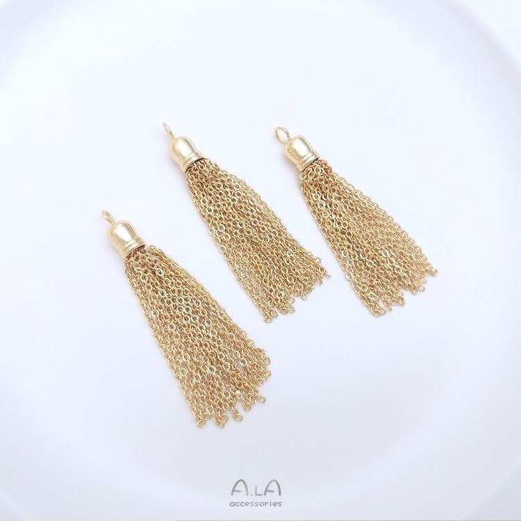 宏雲Hongyun-Ala-0801－－－14K包金保色手工鏈條流蘇掛件diy耳環耳釘耳扣吊飾手鏈飾品吊墜-細節圖7