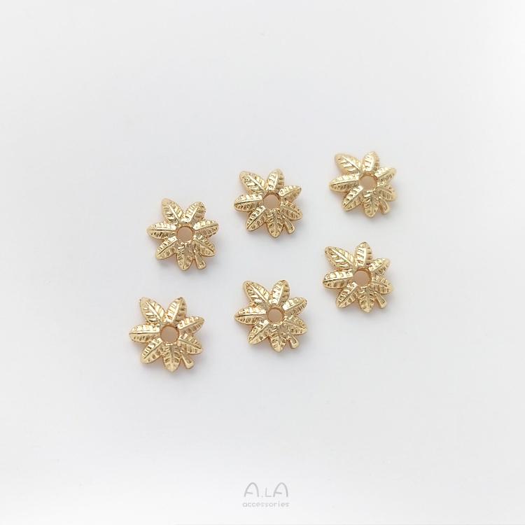 宏雲Hongyun-Ala-0801－－－保色14K包金樹葉花托楓葉珠托隔片手工diy串珍珠手鏈項鏈飾品配件-細節圖5