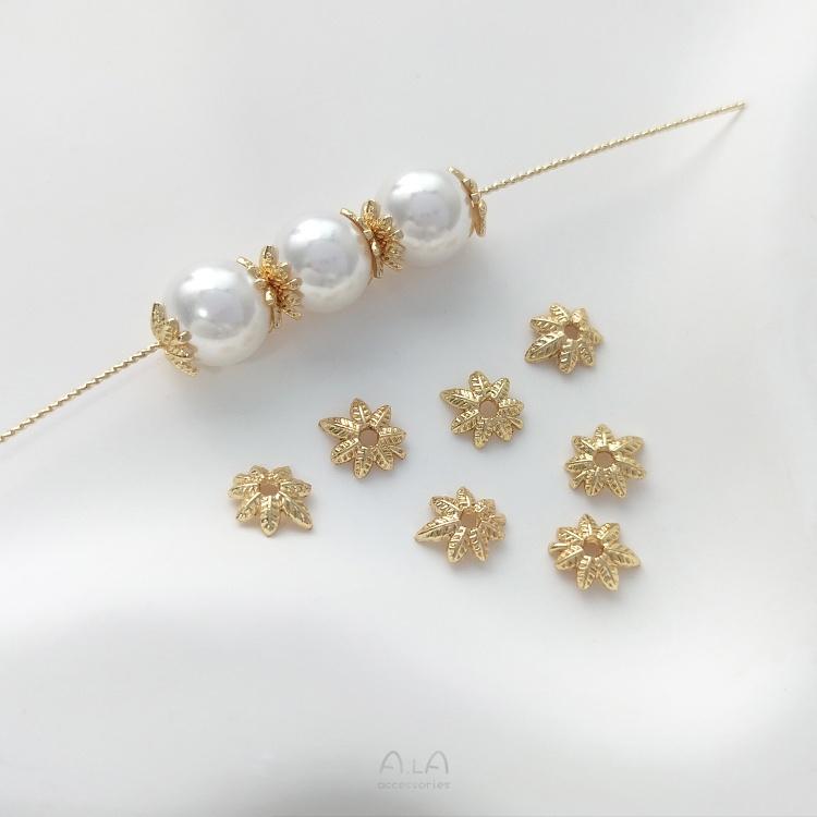 宏雲Hongyun-Ala-0801－－－保色14K包金樹葉花托楓葉珠托隔片手工diy串珍珠手鏈項鏈飾品配件-細節圖6