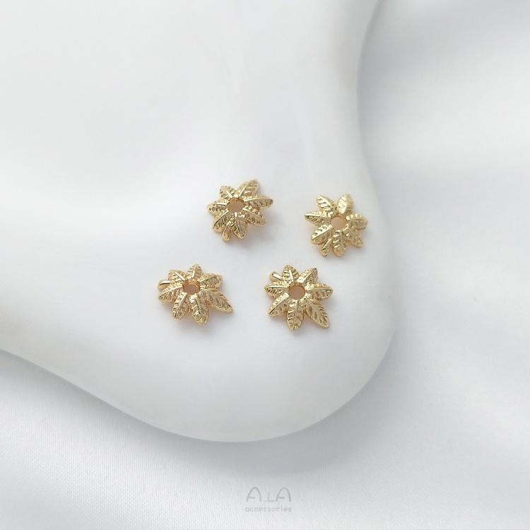 宏雲Hongyun-Ala-0801－－－保色14K包金樹葉花托楓葉珠托隔片手工diy串珍珠手鏈項鏈飾品配件-細節圖9
