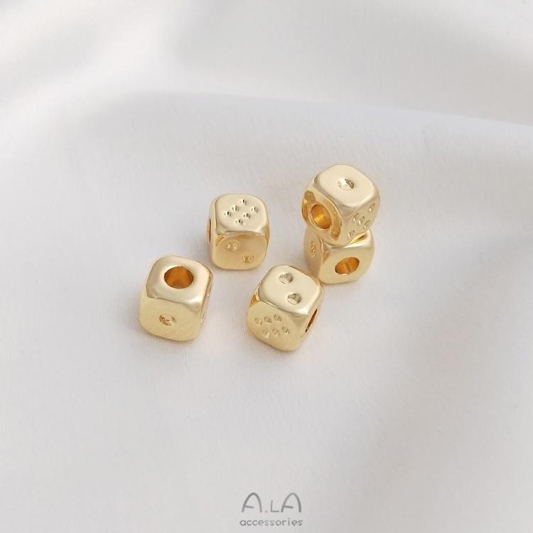 宏雲Hongyun-Ala-0801－－－保色14K包金骰子方形隔珠手工串珠diy手鏈項鏈飾品散珠手作配件-細節圖6