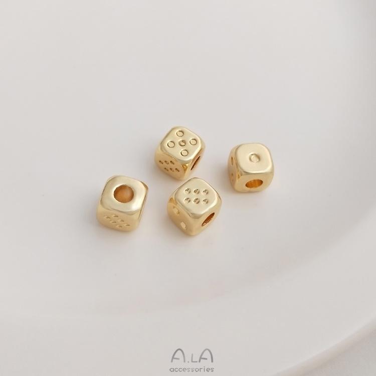 宏雲Hongyun-Ala-0801－－－保色14K包金骰子方形隔珠手工串珠diy手鏈項鏈飾品散珠手作配件-細節圖9