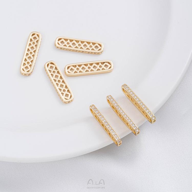 宏雲Hongyun-Ala－－－ 保色14K包金多孔橢圓鋯石隔珠片diy手工串珠雙排珍珠手鏈隔片配件-細節圖7