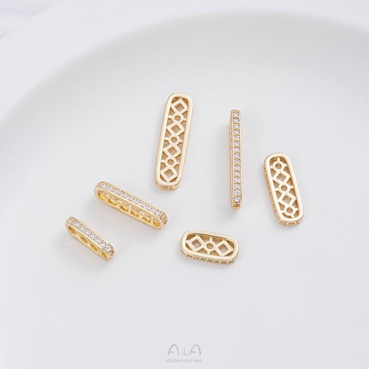 宏雲Hongyun-Ala－－－ 保色14K包金多孔橢圓鋯石隔珠片diy手工串珠雙排珍珠手鏈隔片配件-細節圖9