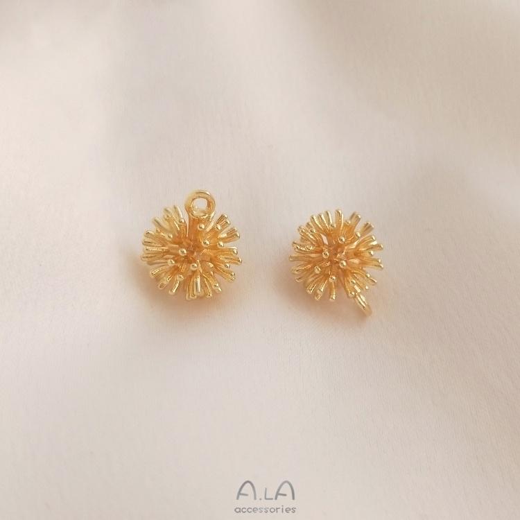 宏雲Hongyun-Ala-0801－－－14K包金保色毛毛球吊墜銅鍍真金松果吊球diy手工耳墜手鏈飾品吊飾-細節圖5