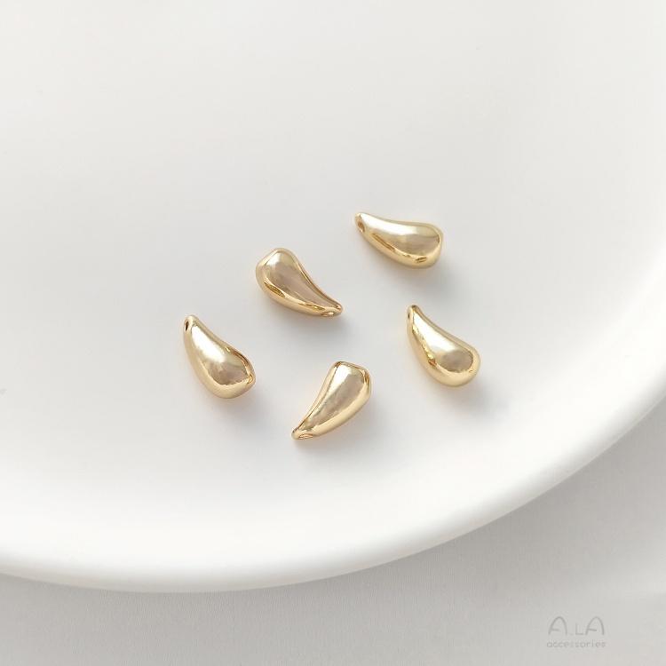 宏雲Hongyun-Ala-0801－－－保色14K包金光面水滴型吊珠月牙吊墜手工diy珍珠項鏈耳環吊飾配件-細節圖6