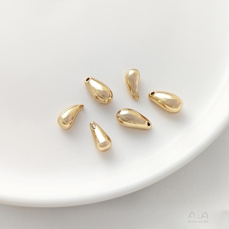 宏雲Hongyun-Ala-0801－－－保色14K包金光面水滴型吊珠月牙吊墜手工diy珍珠項鏈耳環吊飾配件-細節圖8