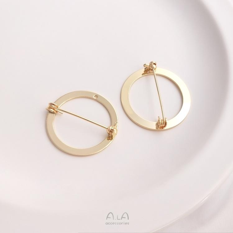 宏雲Hongyun-Ala-0801－－－14K包金保色鏤空圓環形安全胸針手工diy花環別針胸花飾品基礎配件-細節圖2