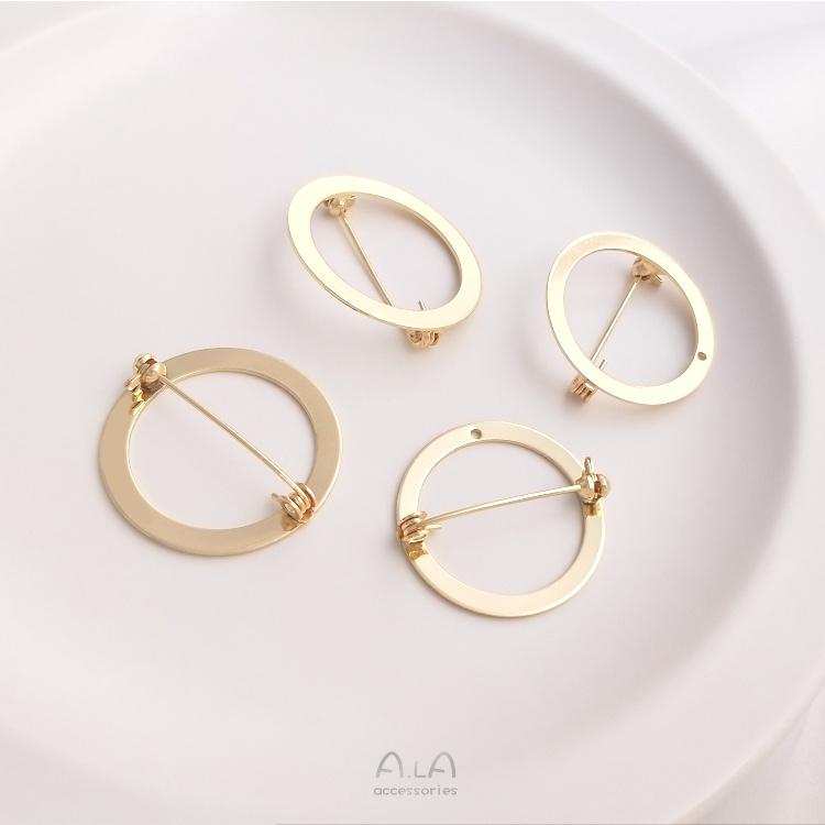 宏雲Hongyun-Ala-0801－－－14K包金保色鏤空圓環形安全胸針手工diy花環別針胸花飾品基礎配件-細節圖3