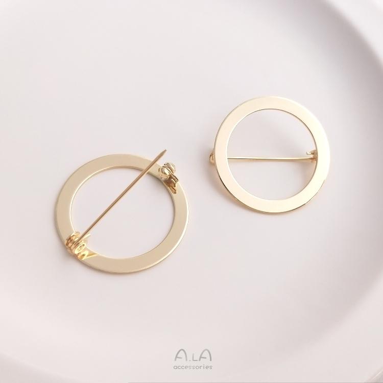 宏雲Hongyun-Ala-0801－－－14K包金保色鏤空圓環形安全胸針手工diy花環別針胸花飾品基礎配件-細節圖4