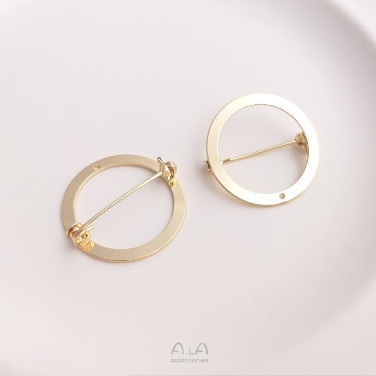 宏雲Hongyun-Ala-0801－－－14K包金保色鏤空圓環形安全胸針手工diy花環別針胸花飾品基礎配件-細節圖7
