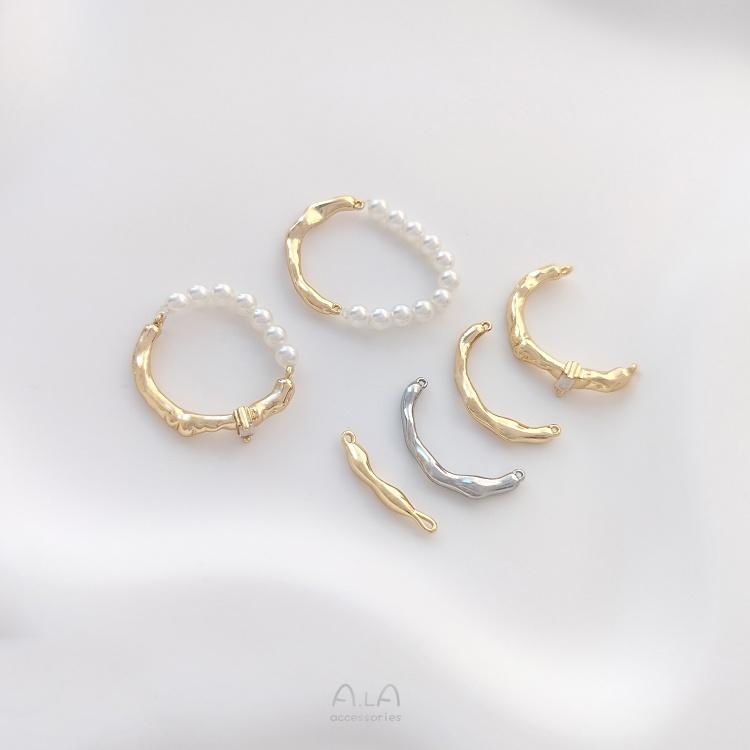 宏雲Hongyun-Ala-0801－－－保色14K包金半圈樹枝戒指配件樹枝形雙吊diy串珍珠項鏈手鏈連接棒-細節圖3