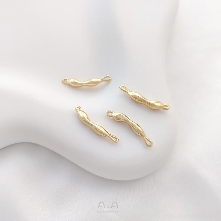 宏雲Hongyun-Ala-0801－－－保色14K包金半圈樹枝戒指配件樹枝形雙吊diy串珍珠項鏈手鏈連接棒-細節圖6