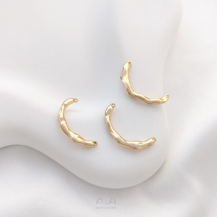 宏雲Hongyun-Ala-0801－－－保色14K包金半圈樹枝戒指配件樹枝形雙吊diy串珍珠項鏈手鏈連接棒-細節圖7