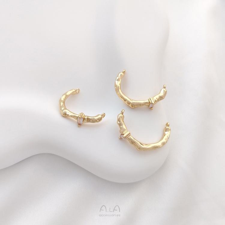 宏雲Hongyun-Ala-0801－－－保色14K包金半圈樹枝戒指配件樹枝形雙吊diy串珍珠項鏈手鏈連接棒-細節圖9