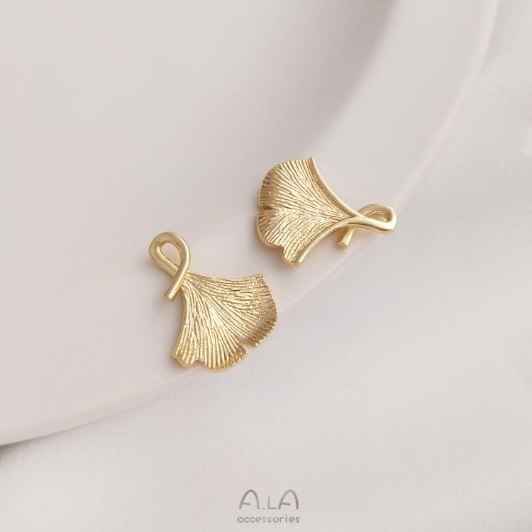 宏雲Hongyun-Ala-0801－－－14K包真金保色銀杏葉子吊墜樹葉吊飾手工diy手鏈項鏈耳環飾品掛件-細節圖5