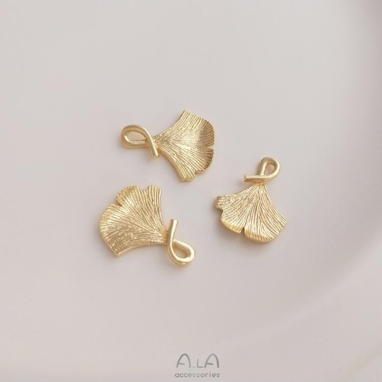 宏雲Hongyun-Ala-0801－－－14K包真金保色銀杏葉子吊墜樹葉吊飾手工diy手鏈項鏈耳環飾品掛件-細節圖8