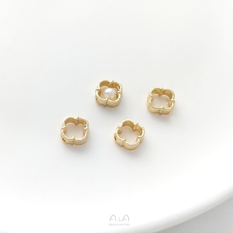 宏雲Hongyun-Ala-0801－－－14K包金保色四葉草套珠圈手工diy水晶珍珠飾品包珠圈串珠材料配件-細節圖2