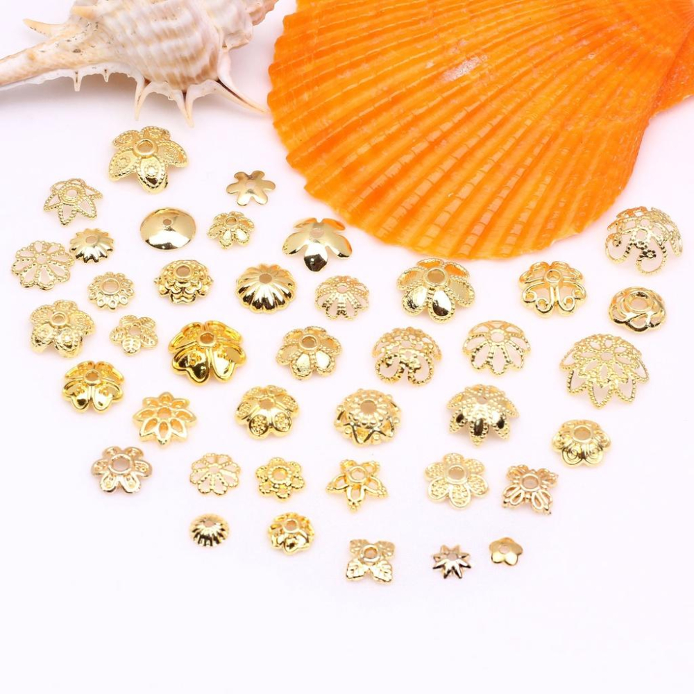 HC2- 1126-（100pcs）14k/18K包金色保色花托 鏤空花瓣 diy手鍊品配件隔珠串珠花帽材料-細節圖4