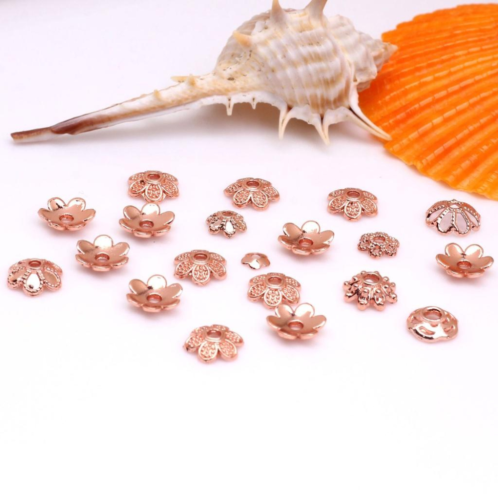 HC2- 1126-（100pcs）14k/18K包金色保色花托 鏤空花瓣 diy手鍊品配件隔珠串珠花帽材料-細節圖8