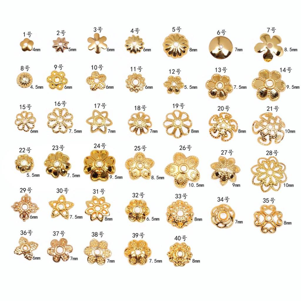 HC2- 1126-（100pcs）14k/18K包金色保色花托 鏤空花瓣 diy手鍊品配件隔珠串珠花帽材料-細節圖9