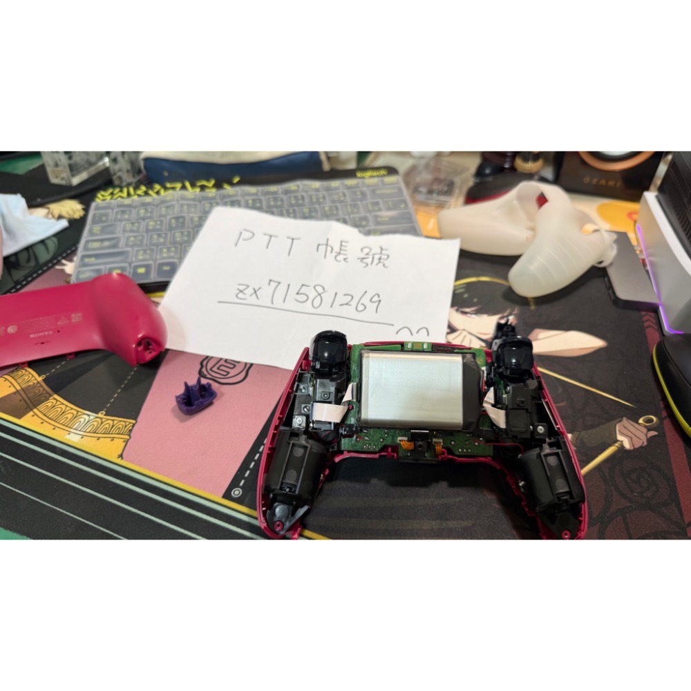 PS5 星塵紅 手把 改錦富5代 TMR +大容量電池+紫色原廠蘑菇頭 外加符文5-細節圖2