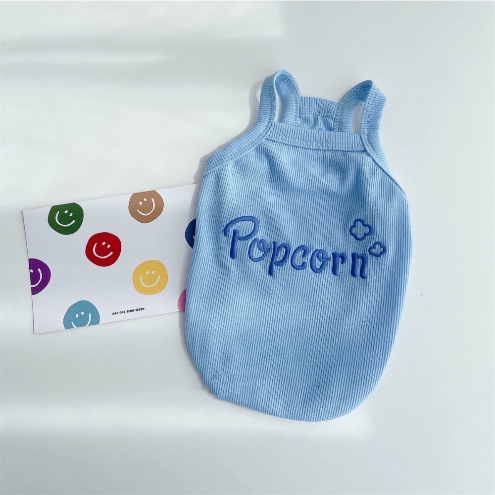 ♡【C01 預購】POPCORN 爆米花 刺繡字母彩色背心 貓狗背心 貓咪衣服 狗狗衣服 寵物衣服 寵物服飾-細節圖2