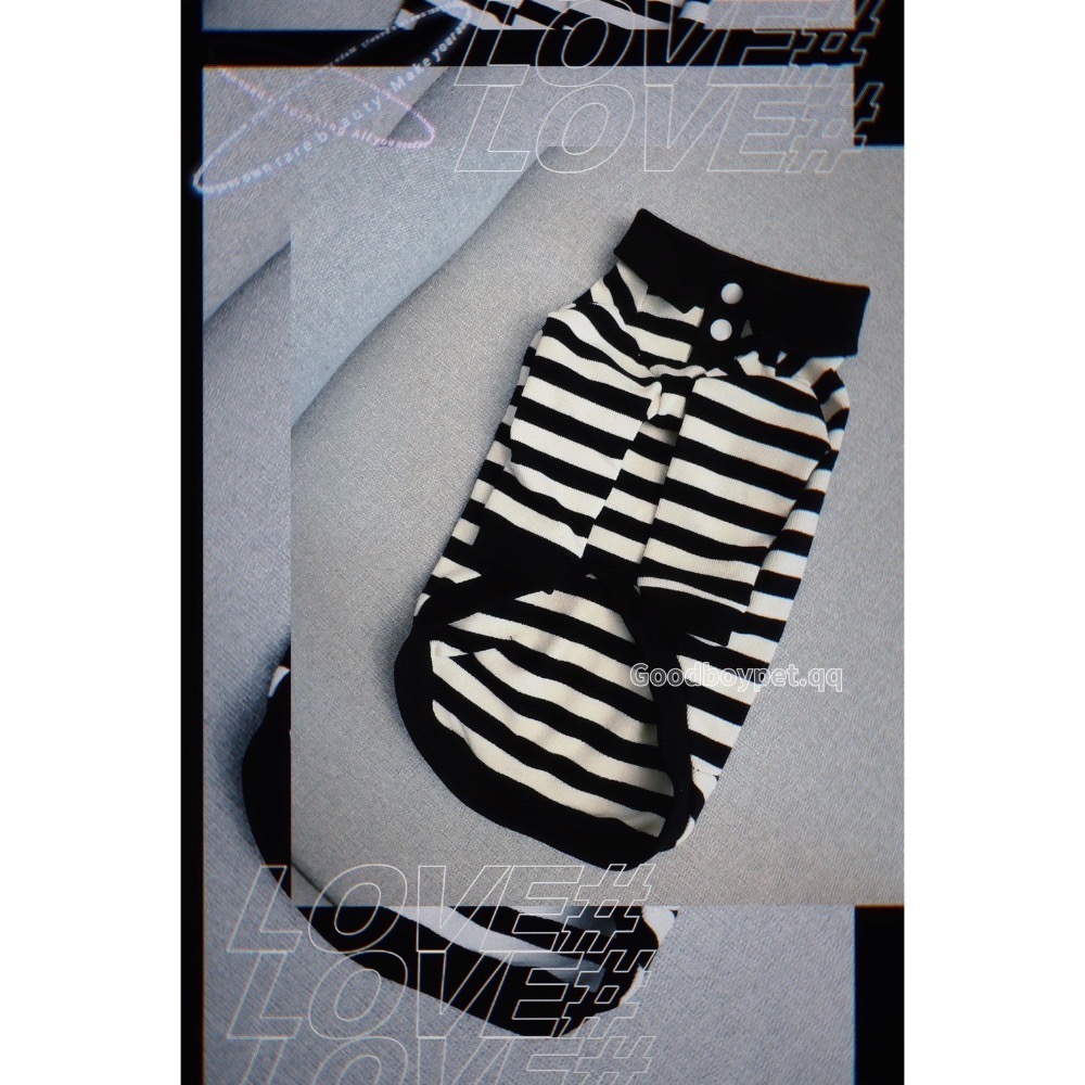 ♡【 H56 預購 】 黑白針織條紋POLO領基本款親子裝寵物款 可穿至大狗.ᐟ.ᐟ.ᐟ ⋆-細節圖2