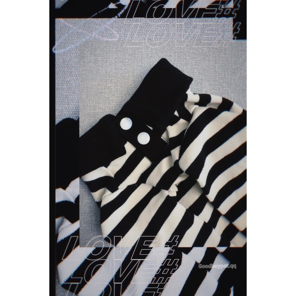 ♡【 H56 預購 】 黑白針織條紋POLO領基本款親子裝寵物款 可穿至大狗.ᐟ.ᐟ.ᐟ ⋆-細節圖3