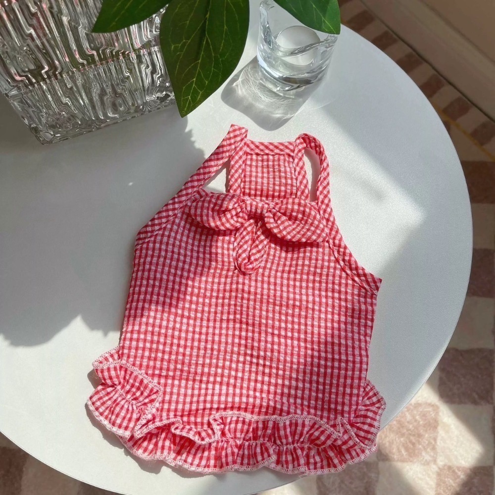 ♡【C14 預購】彩色格紋無袖小洋裝澎澎裙 寵物澎裙 貓咪衣服 狗狗衣服 寵物衣服 寵物服飾-細節圖3